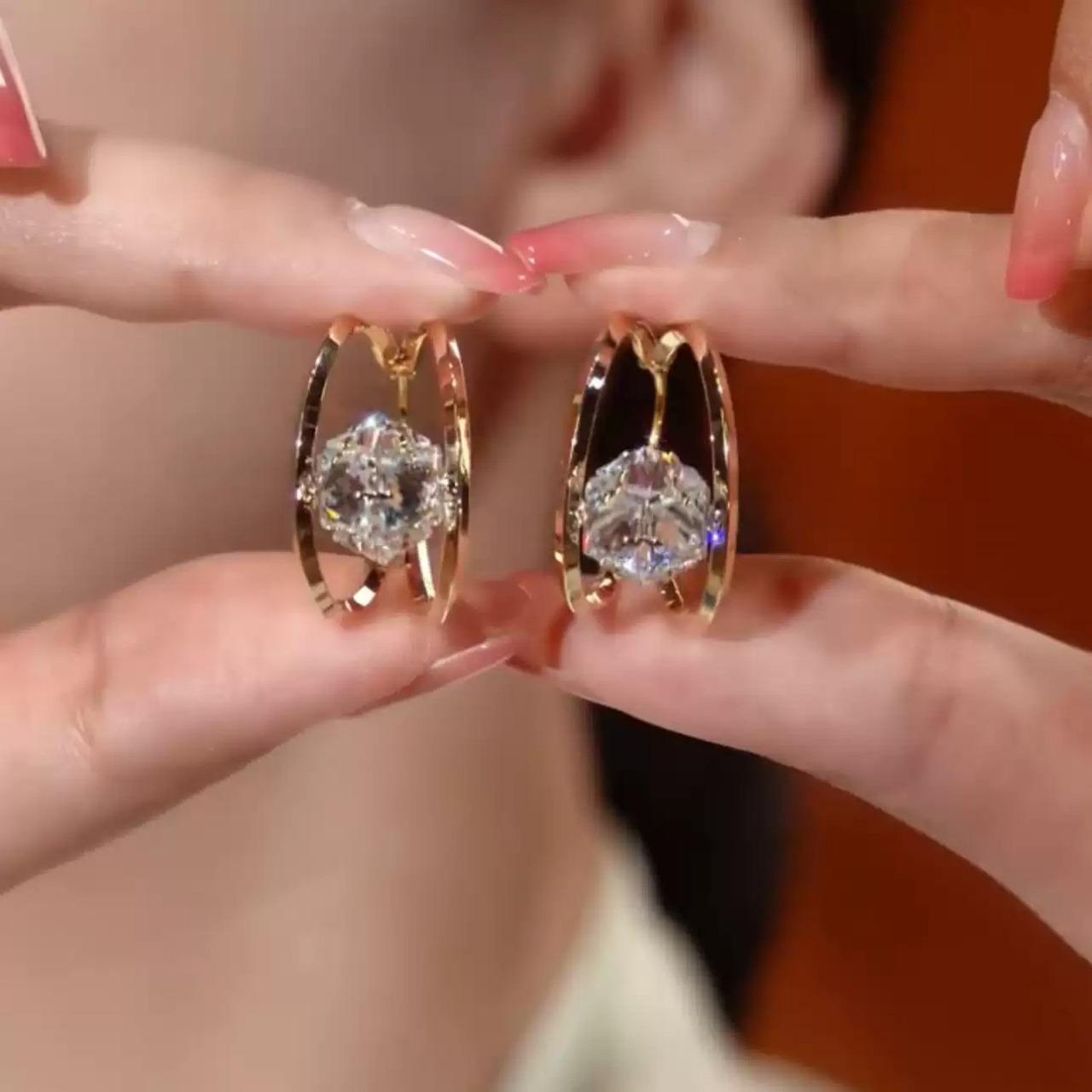 White zircone Earrings(24K GOLD PLATED)