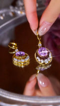 Diamond purple Earrings (24k gold plated)