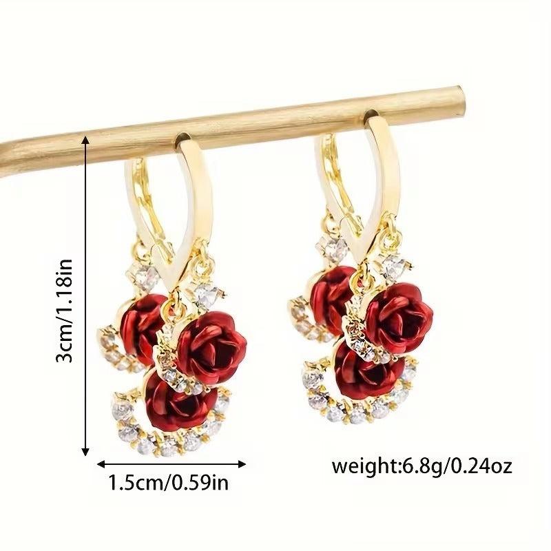Red Crystal  Earrings(24K GOLD PLATED)